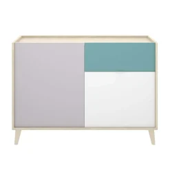 Credenza 105x75h cm 2 ante 1 cassetto rovere grigio bianco petrolio Dominic