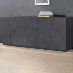 Credenza 220x86h cm 4 ante 3 cassetti moderna ossido Candia Gihome®