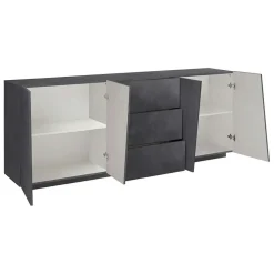 Credenza 220x86h cm 4 ante 3 cassetti moderna ossido Candia Gihome®