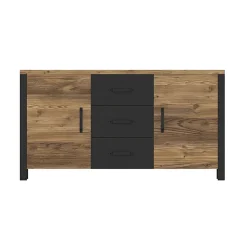 Credenza 147x79h cm 2 ante 3 cassetti moderna quercia nero opaco Nebraska
