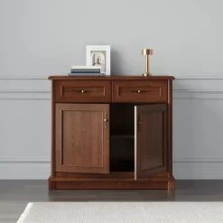 Credenza 101x90h cm 2 ante 2 cassetti arte povera noce Toscana