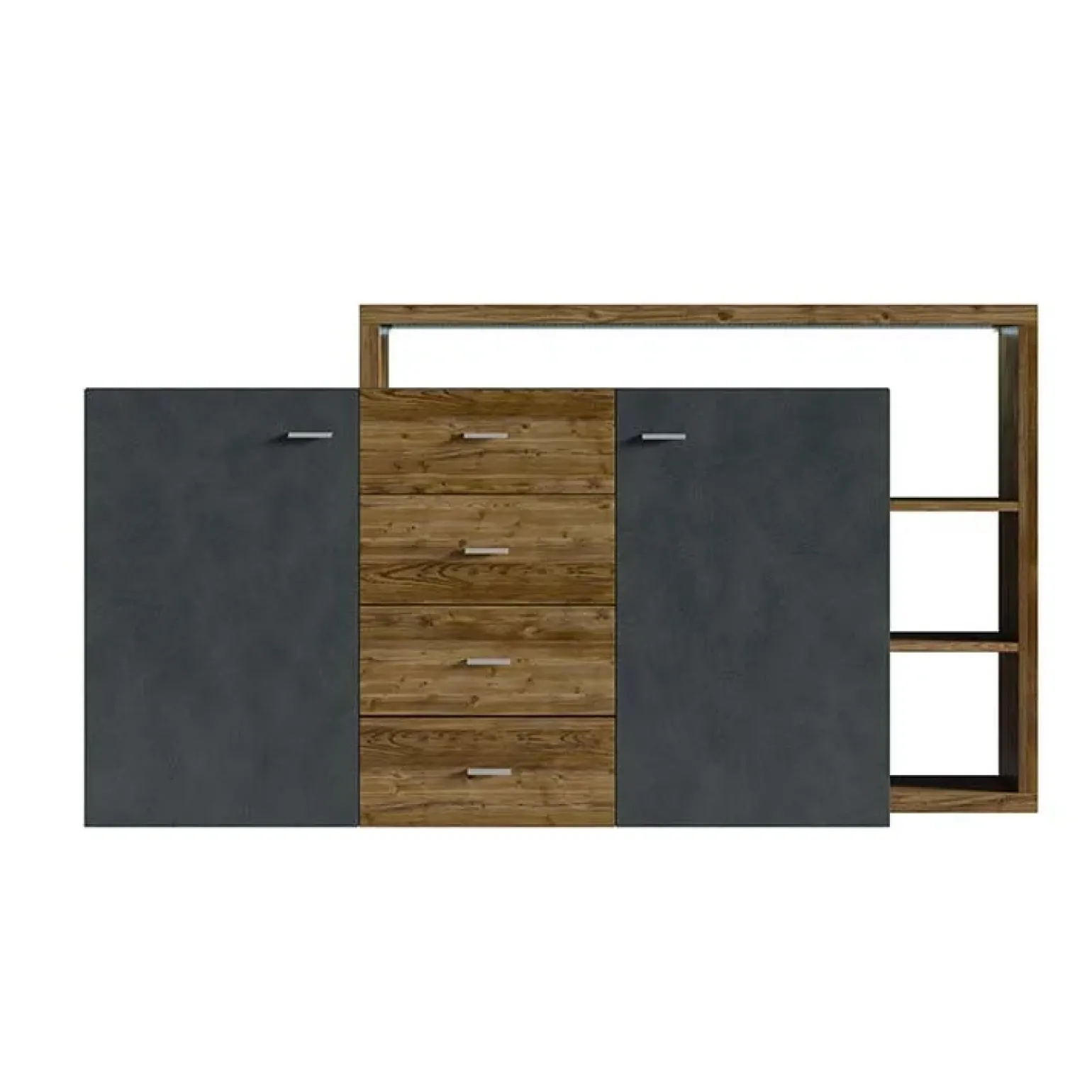 Credenza 180x97h cm 2 ante 4 cassetti moderna antracite spatolato noce Megan Gihome®