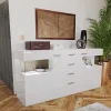 Credenza 180x81h cm 2 ante 4 cassetti bianco lucido Biancaneve