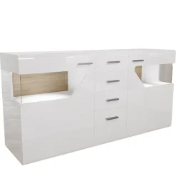 Credenza 180x81h cm 2 ante 4 cassetti bianco lucido Biancaneve