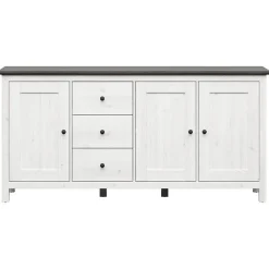 Credenza 199x96h cm 3 ante 3 cassetti arte povera pino bianco frassinato grafite Holga