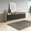 Credenza 238x75h cm 4 ante 4 vani a giorno moderna  nero opaco rovere Esmond