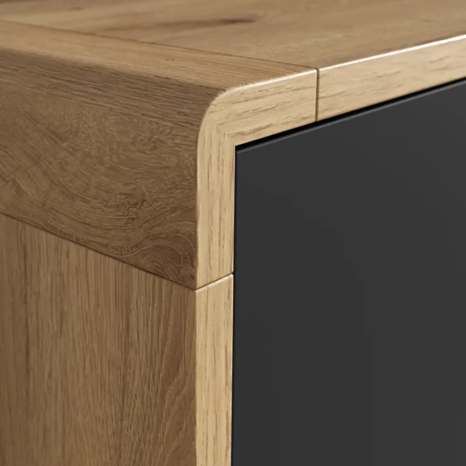 Credenza 238x75h cm 4 ante 4 vani a giorno moderna nero opaco rovere Esmond