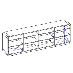 Credenza 238x75h cm 4 ante 4 vani a giorno moderna nero opaco rovere Esmond