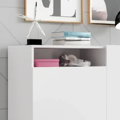 Credenza 120x80h cm 2 ante 1 vano moderna bianco nero Erice Gihome®