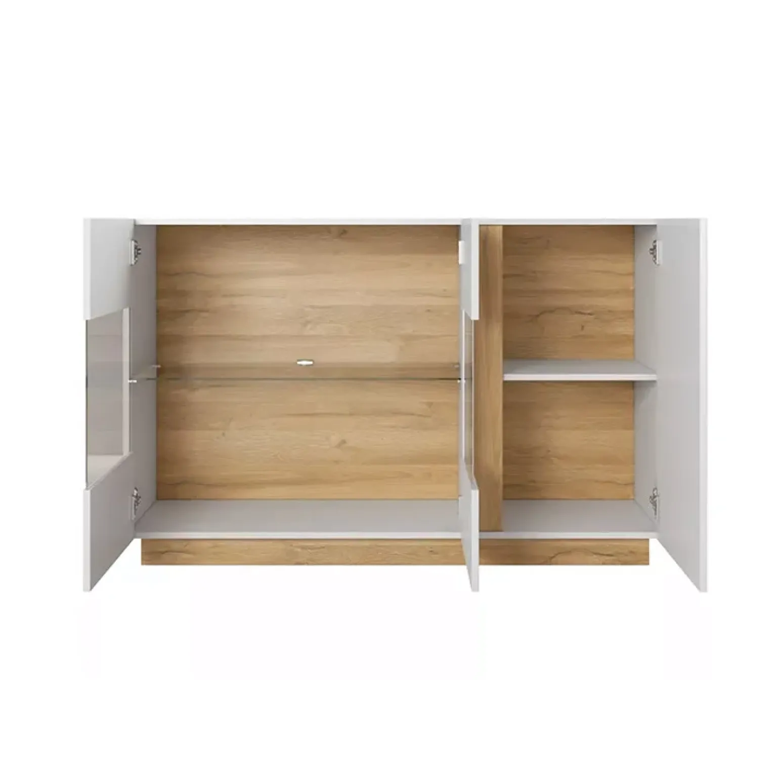 Credenza 138x91h cm 3 ante con vetrina moderna bianco rovere Noa Gihome®