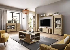Credenza 138x91h cm 3 ante con vetrina moderna rovere antracite Noa Gihome®