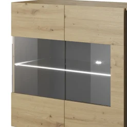 Credenza 138x91h cm 3 ante con vetrina moderna rovere antracite Noa Gihome®