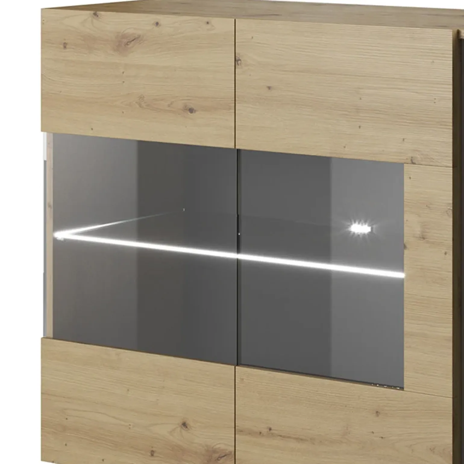 Credenza 138x91h cm 3 ante con vetrina moderna rovere antracite Noa Gihome®