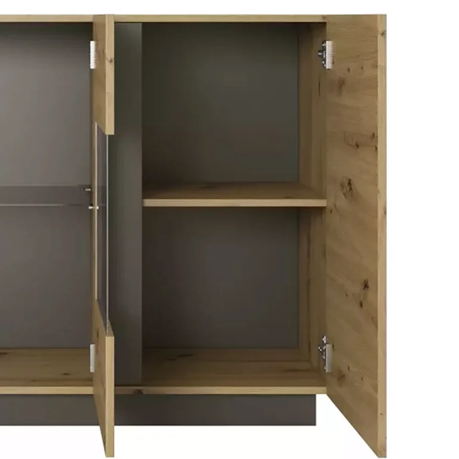 Credenza 138x91h cm 3 ante con vetrina moderna rovere antracite Noa Gihome®