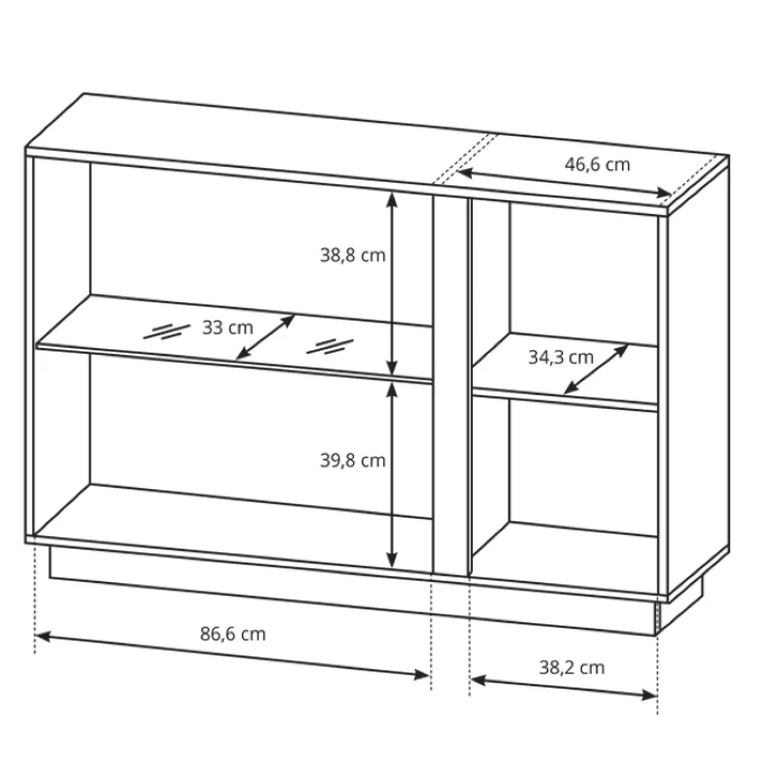 Credenza 138x91h cm 3 ante con vetrina moderna rovere antracite Noa Gihome®