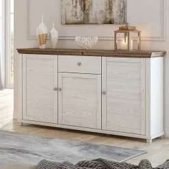 Credenza 160x93h cm 3 ante moderna bianco frassinato rovere Texel