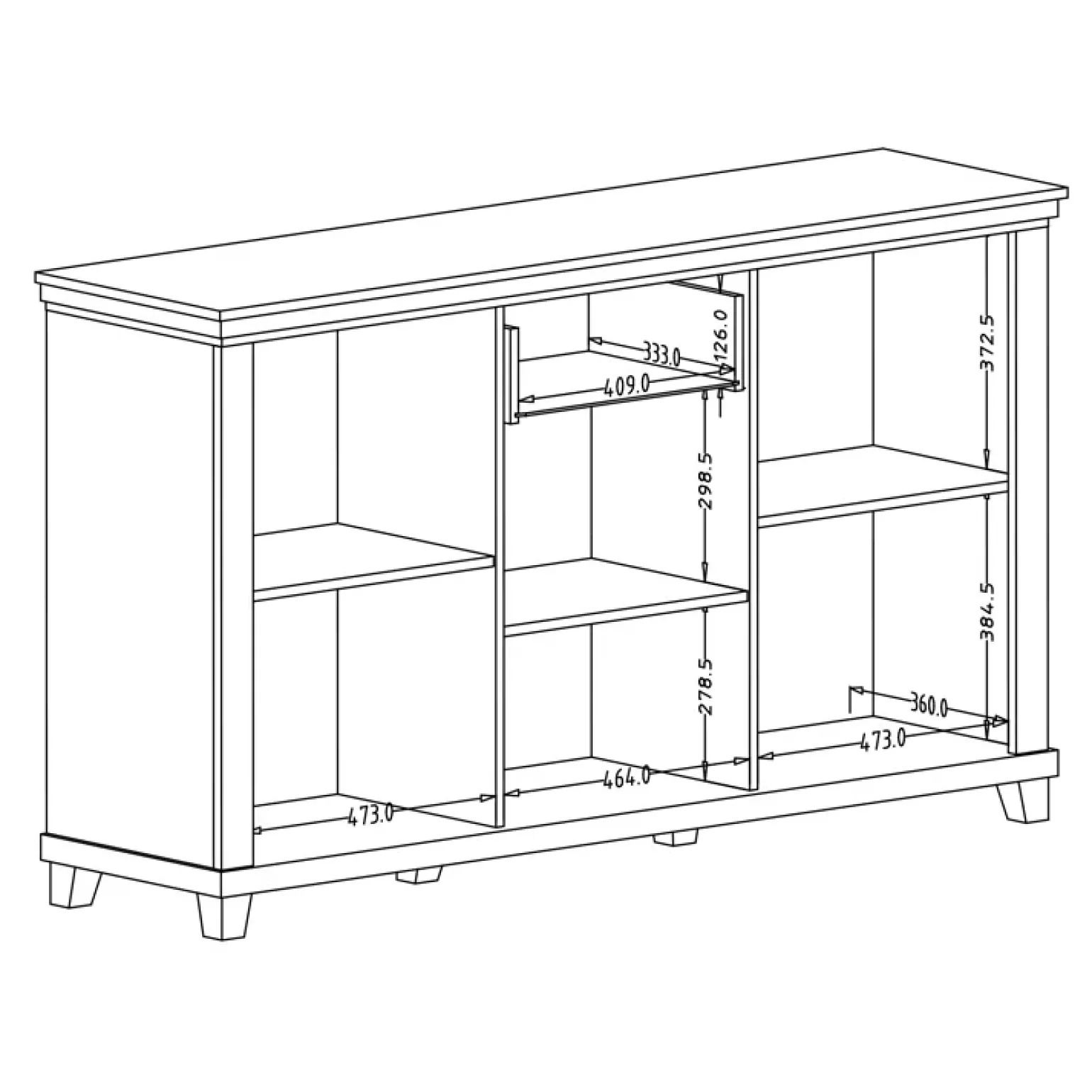 Credenza 160x93h cm 3 ante moderna bianco frassinato rovere Texel