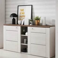 Credenza 155x85h cm 2 ante moderna pino bianco rovere Paloma 2