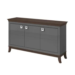 Credenza 160x92h cm 3 ante moderna antracite lucido rovere scuro Umag