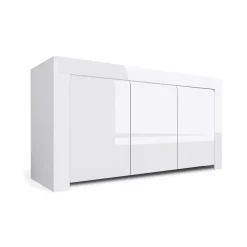 Credenza 162x82h cm 3 ante moderna soggiorno bianco lucido Essential