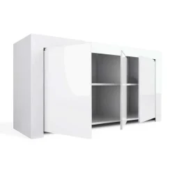 Credenza 162x82h cm 3 ante moderna soggiorno bianco lucido Essential