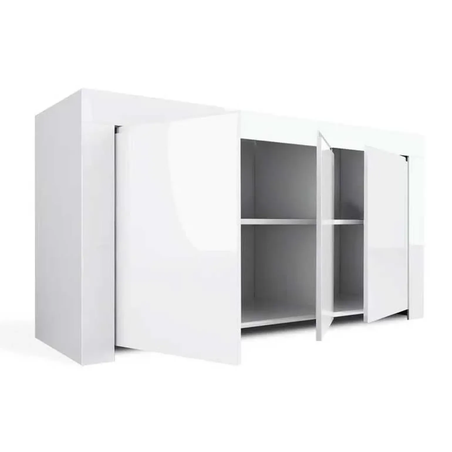 Credenza 162x82h cm 3 ante moderna soggiorno bianco lucido Essential