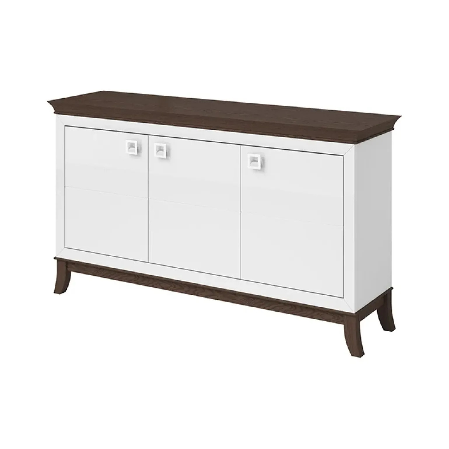 Credenza 160x92h cm 3 ante moderna bianco lucido rovere scuro Umag