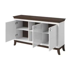 Credenza 160x92h cm 3 ante moderna bianco lucido rovere scuro Umag