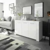 Credenza 144x80h cm 3 ante moderna soggiorno bianco opaco Creta