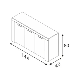Credenza 144x80h cm 3 ante moderna soggiorno bianco opaco Creta