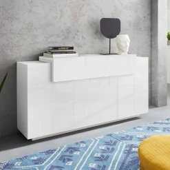 Credenza 160x86h cm 3 ante moderna bianco lucido Milos Gihome®