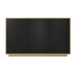 Credenza 160x75h cm 3 ante moderna nero opaco rovere Esmond