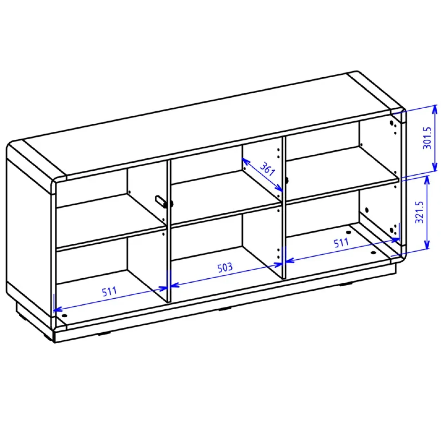 Credenza 160x75h cm 3 ante moderna nero opaco rovere Esmond