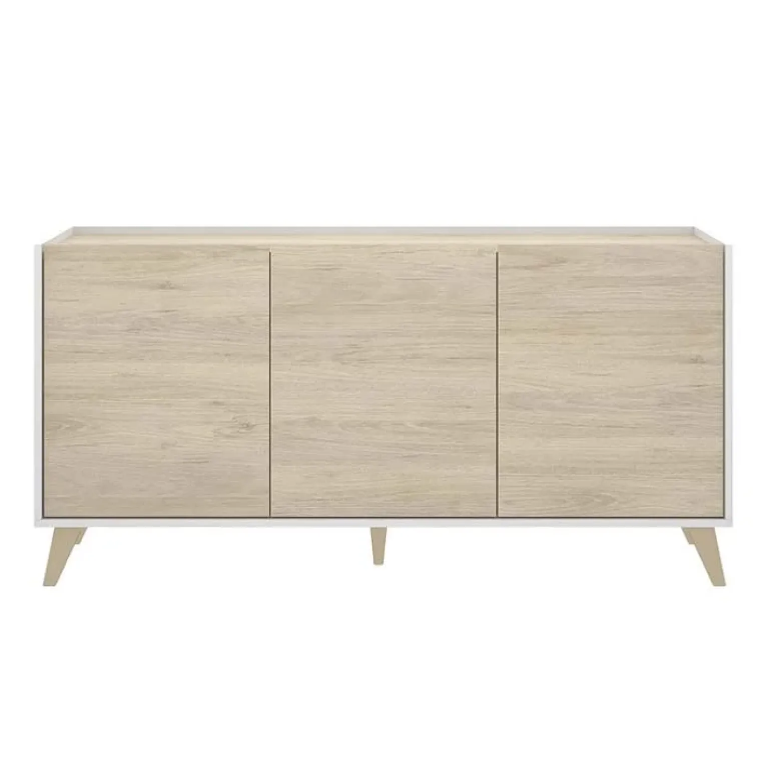 Credenza 155x75h cm 3 ante moderna rovere bianco opaco Elmer
