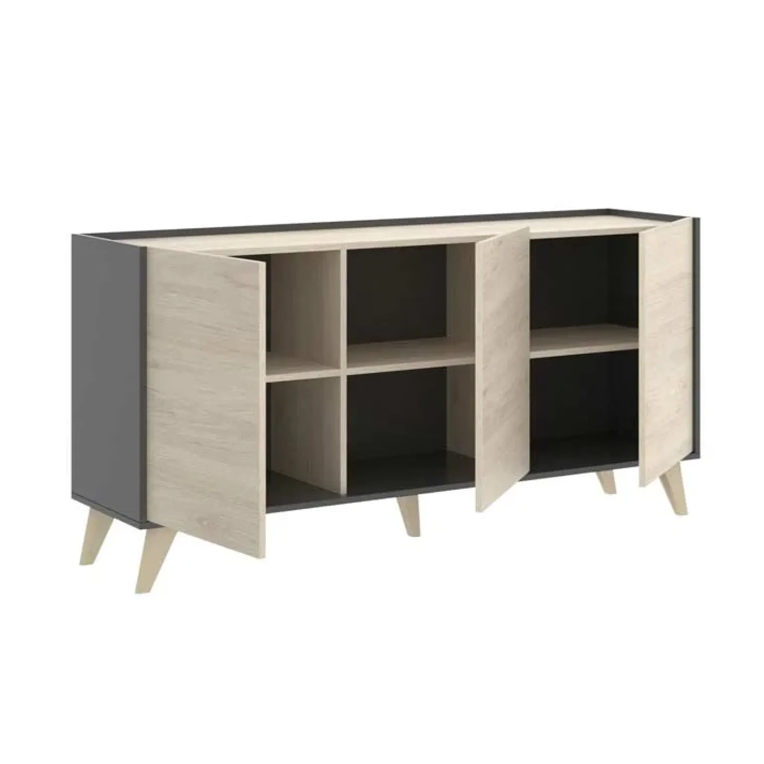 Credenza 155x75h cm 3 ante moderna ante rovere grafite Elmer