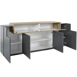 Credenza 200x86h cm 4 ante moderna antracite rovere Milos Gihome®