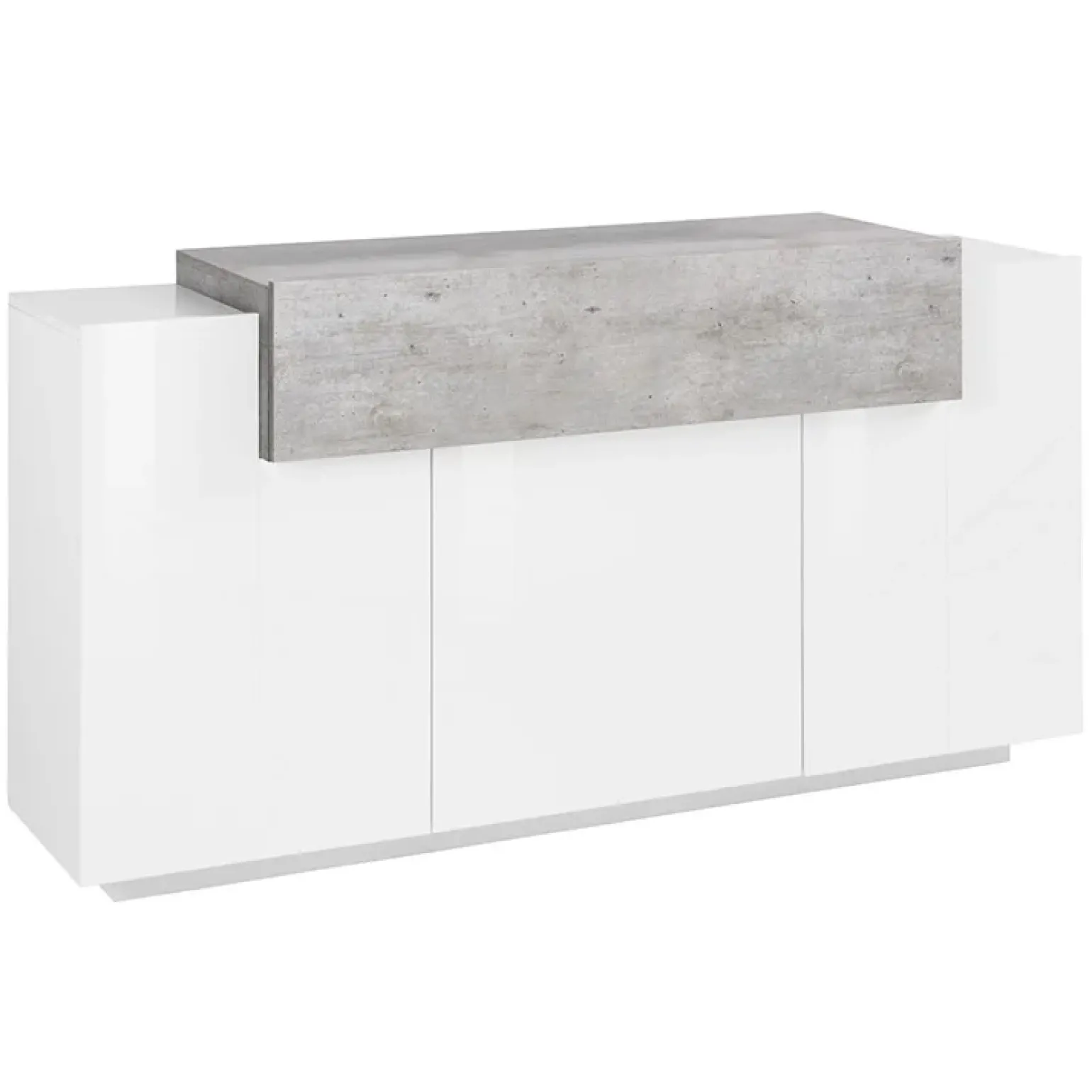 Credenza 160x86h cm 3 ante moderna bianco lucido cemento Milos Gihome®