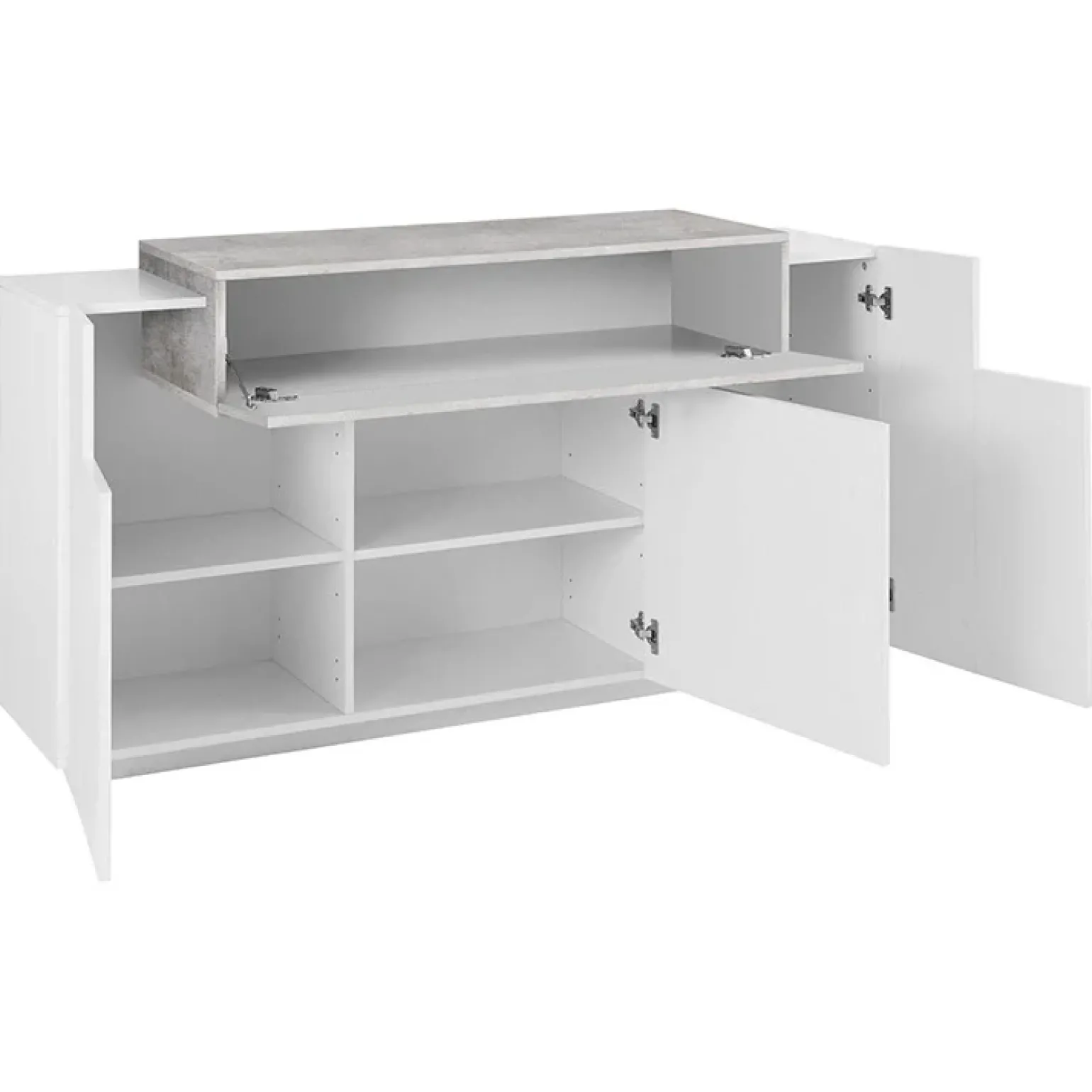 Credenza 160x86h cm 3 ante moderna bianco lucido cemento Milos Gihome®