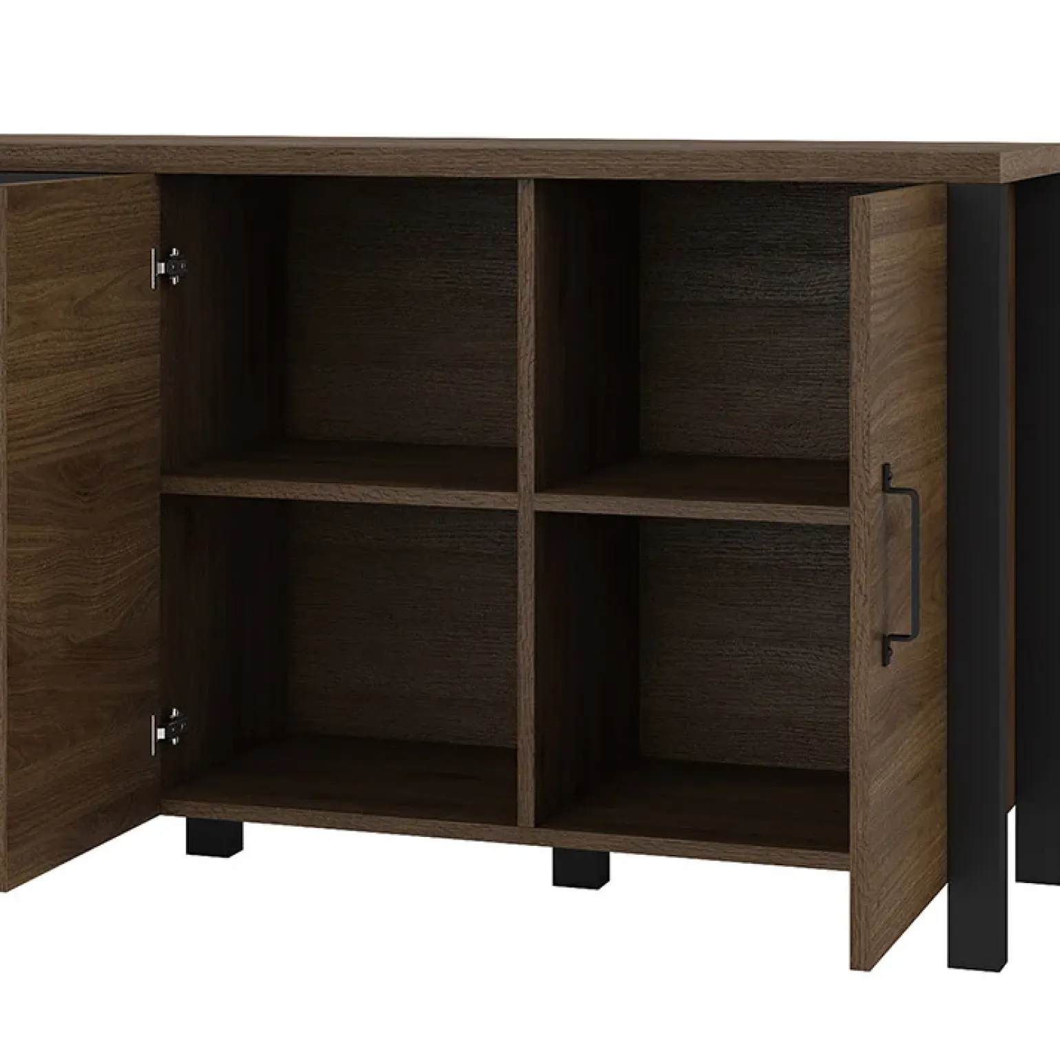 Credenza 220x79h cm 4 ante moderna rovere scuro nero Nebraska