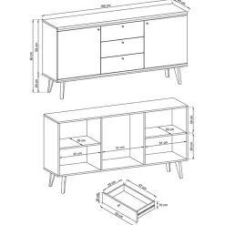 Credenza 160x83h cm 2 ante moderna rovere bianco Menfi Gihome®