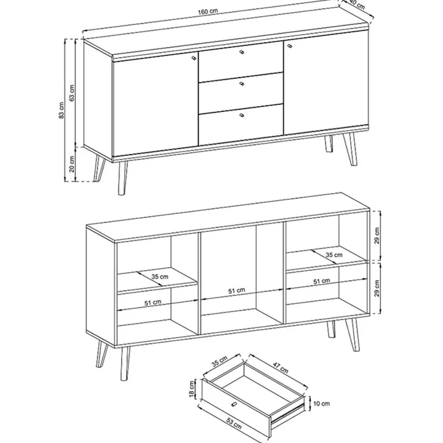Credenza 160x83h cm 2 ante moderna rovere bianco Menfi Gihome®