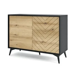 Credenza 104x77h cm 2 ante moderna soggiorno quercia nero Becca