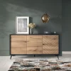 Credenza 154x77h cm 3 ante moderna soggiorno quercia nero Becca
