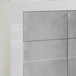 Credenza 138x84h cm 3 ante moderna bianco lucido cemento Easy