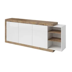Credenza 220x86h cm 3 ante moderna bianco lucido rovereAria