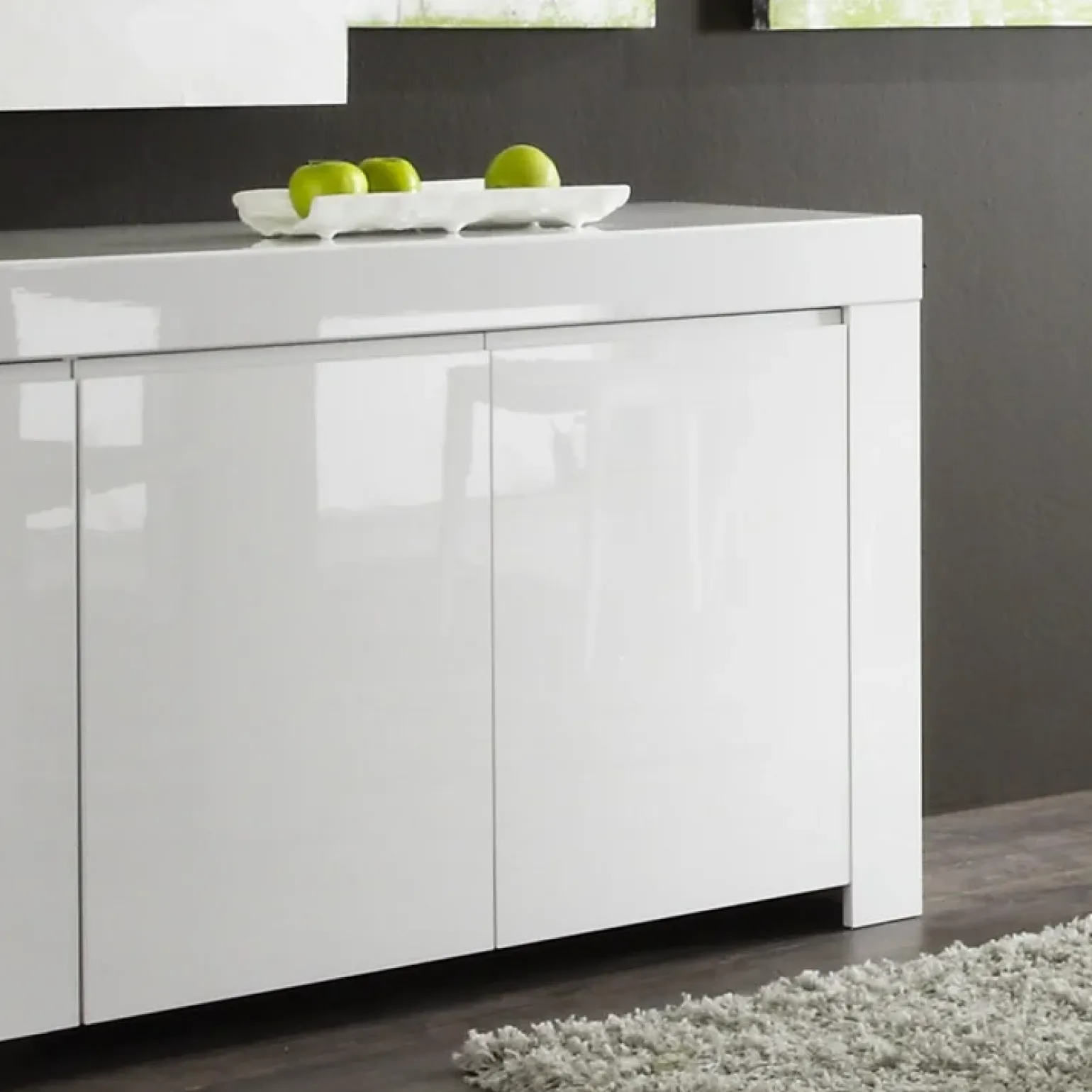 Credenza 210x82h cm 4 ante moderna bianco lucido Essential