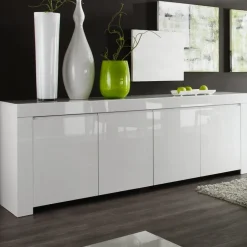 Credenza 210x82h cm 4 ante moderna bianco lucido Essential