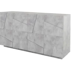 Credenza 143x86h cm 4 ante moderna cemento Zenzero Gihome®