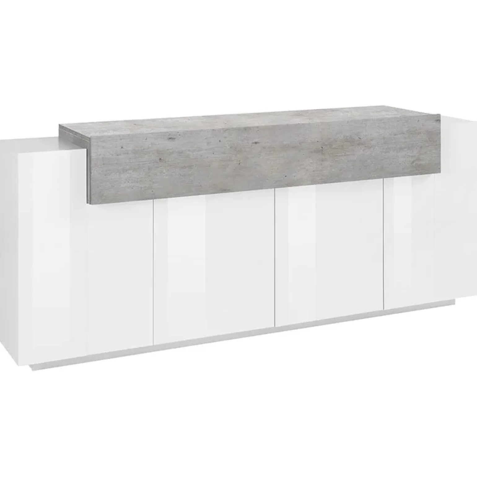 Credenza 200x86h cm 4 ante moderna bianco lucido cemento Milos Gihome®