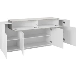 Credenza 200x86h cm 4 ante moderna bianco lucido cemento Milos Gihome®